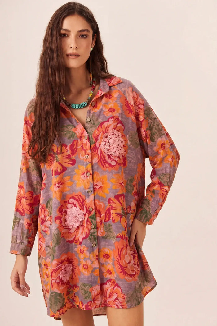 Chemise Com Mangas Longas Rosa Ouro Preto Yacamim R8