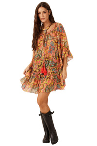 Vestido De Tule Estampa Paisley Yacamim C6