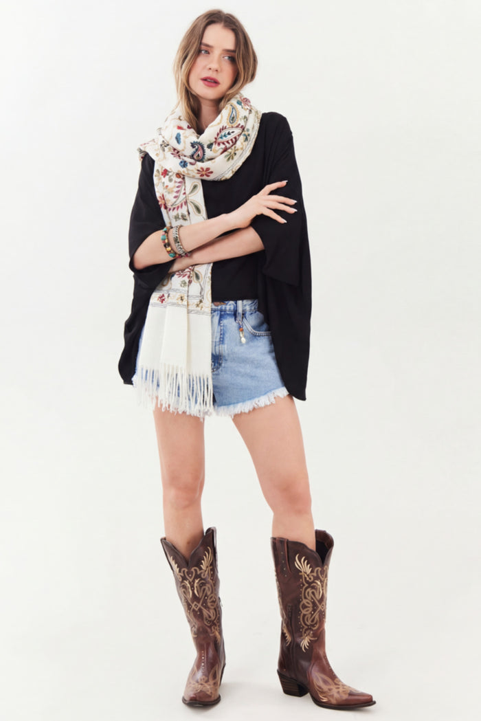 Cachecol Cashmere Branco Yacamim #890