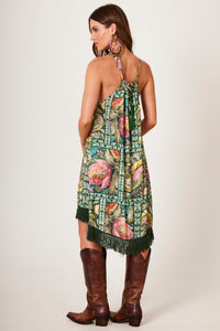 Vestido Curto Mullet Verde Estampa Geométrica Yacamim C8