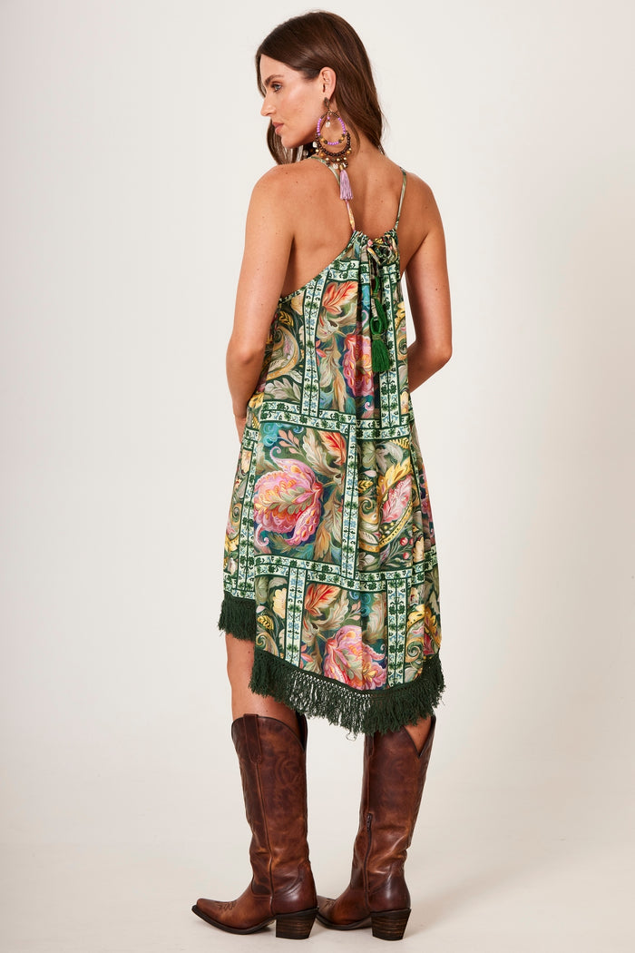 Vestido Curto Mullet Verde Estampa Geométrica Yacamim C8