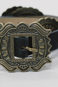 Cinto De Couro Preto Com Fivela Ouro Velho Yacamim #662