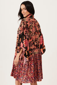 Vestido Curto Soltinho Rosa Estampa Paisley Patchwork Yacamim E19