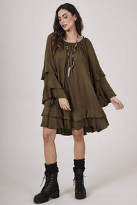 Vestido Curto Ombro A Ombro Verde Escuro Yacamim E23 Liso
