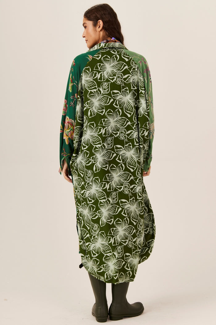 Chemise Midi Verde Patchwork Yacamim N5