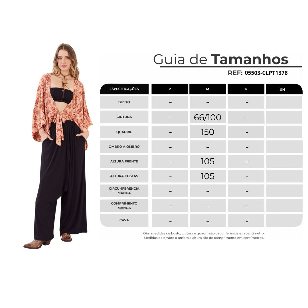 Calça Saruel Com Bolsos Preto Yacamim G10