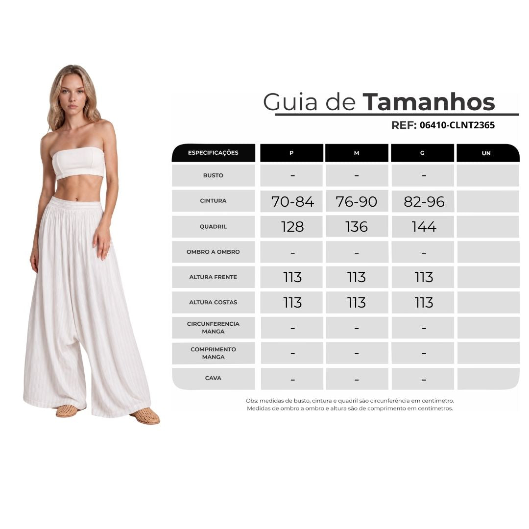 Calça Saruel Com Bolsos Bege Listrada Yacamim I10