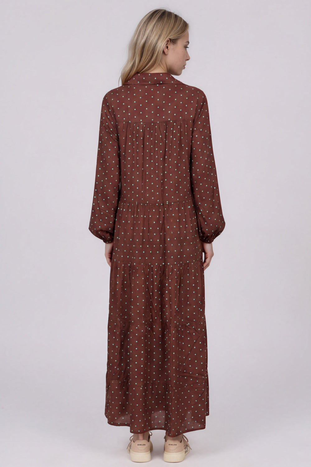 Vestido Longo Com Faixa Para Amarrar Na Cintura Marrom De Poá Yacamim D20
