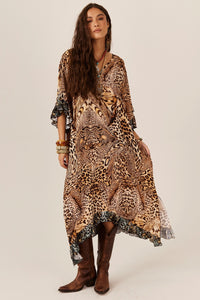 Kaftan Amplo Onça Animal Print Yacamim J5