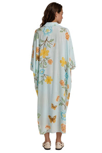 Chemise Midi Ampla Estampada Azul Claro Yacamim N1