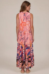 Vestido Longo Regata Rosa Estampado Patchwork Yacamim C5
