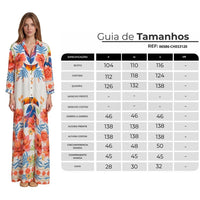 Chemise Longo Com Mangas Longas E Faixa Branco Estampado Coleção Manacá Yacamim N9