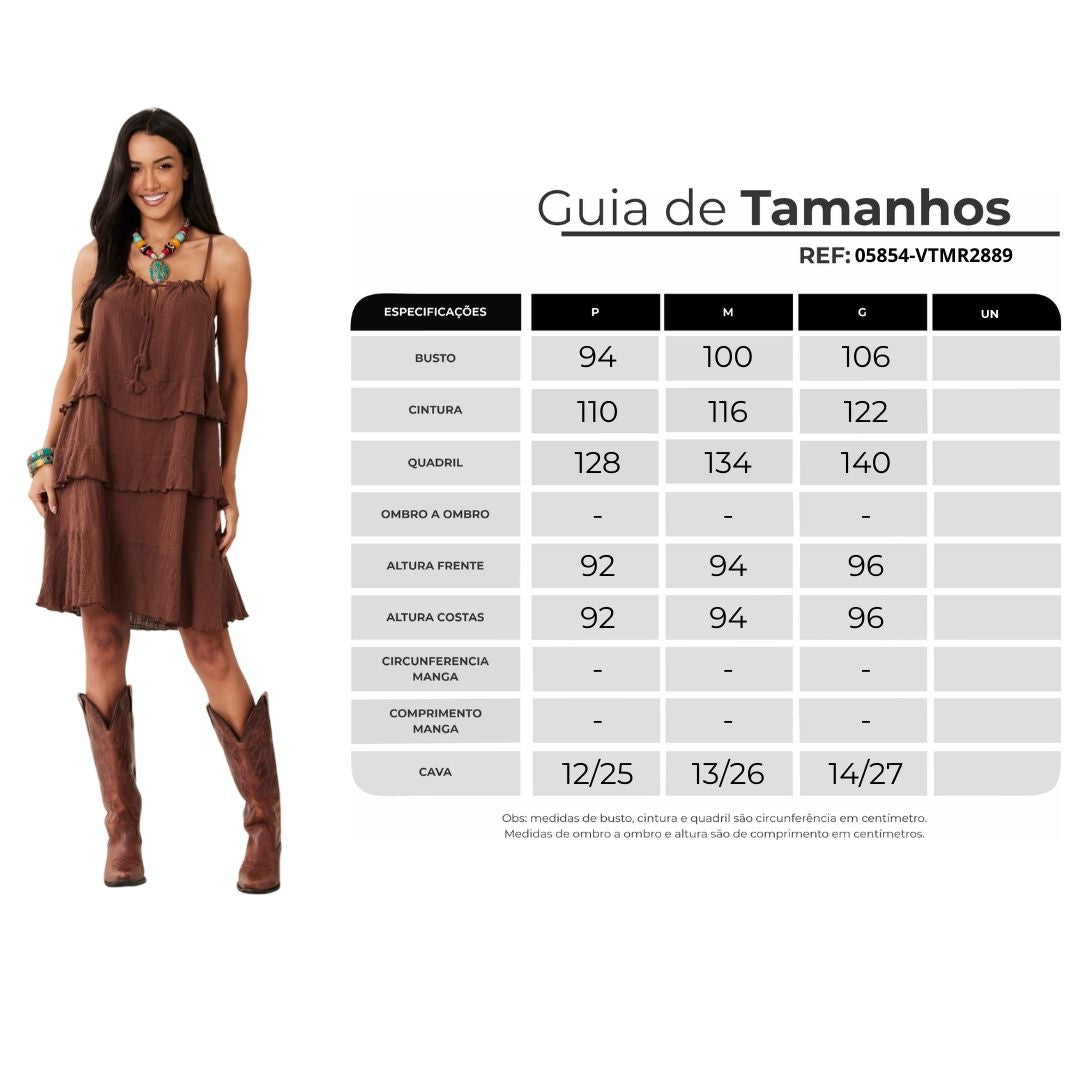 Vestido Curto 100% Algodão Gaze Marrakesh Marrom Yacamim E21