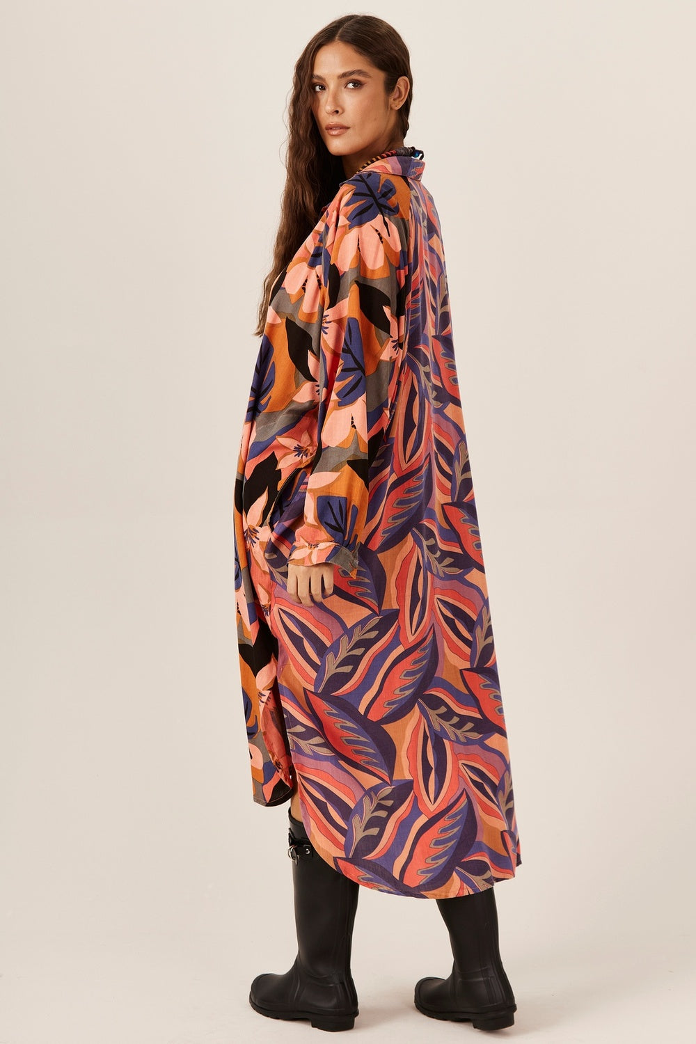 Chemise Longa Rosé Patchwork Yacamim L1