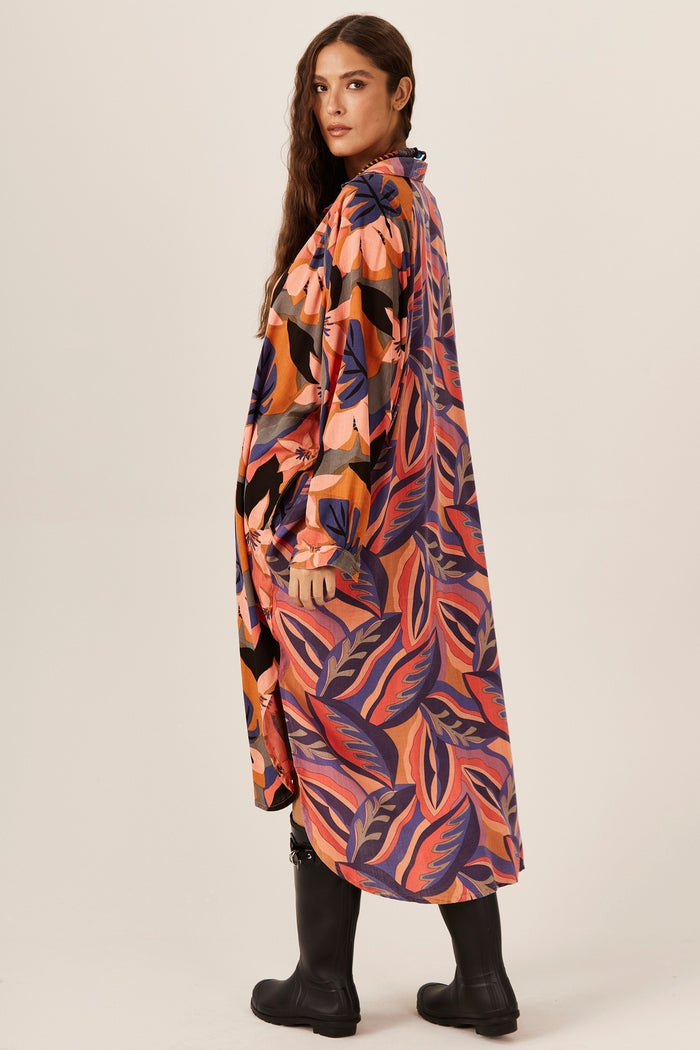 Chemise Longa Rosé Patchwork Yacamim L1