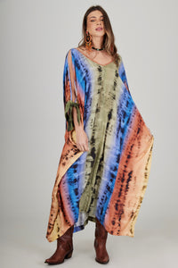 Kaftan Longo Tie Dye Colorido Digital Yacamim J8