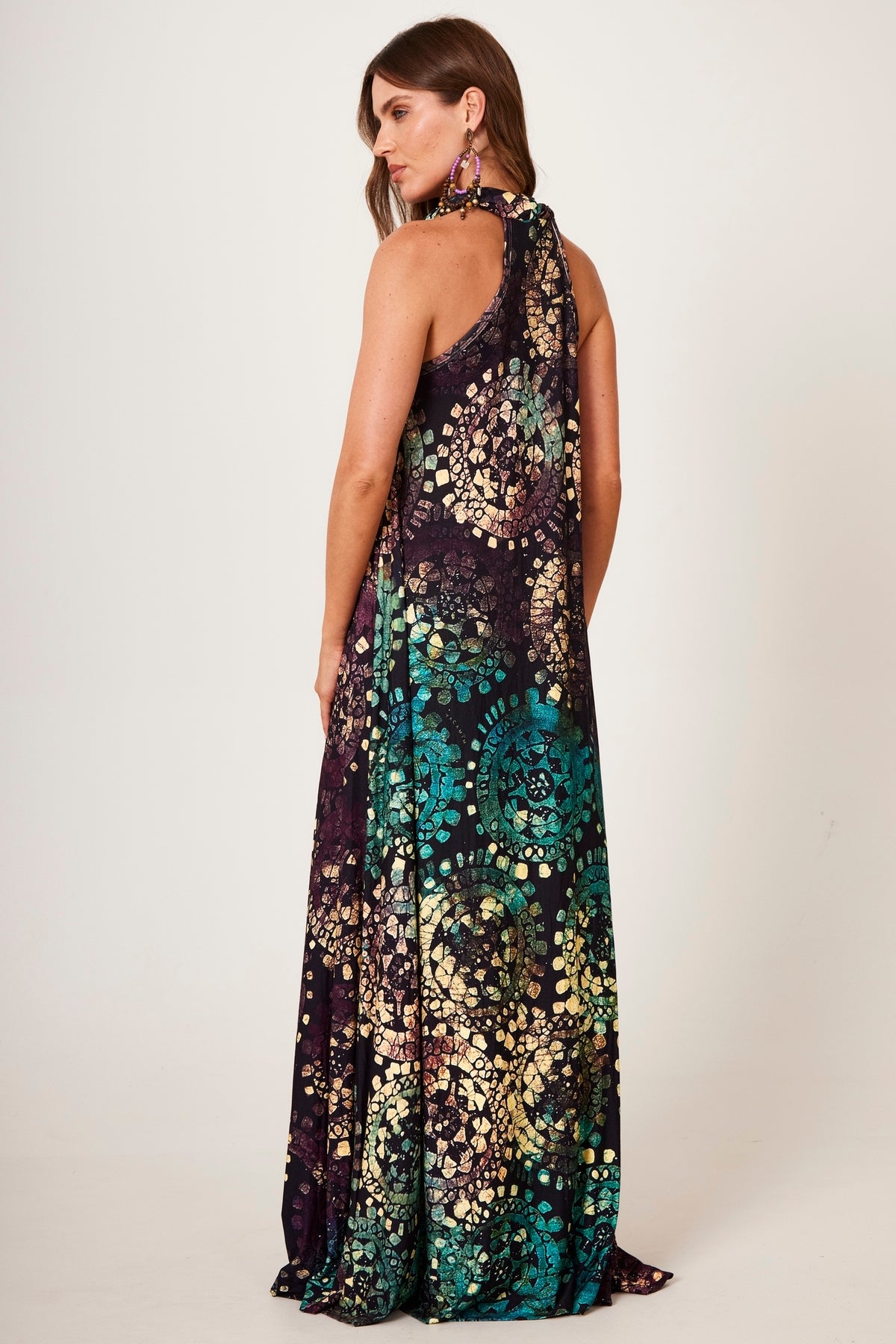 Vestido Longo De Malha Estampa Digital De Batik Yacamim D7
