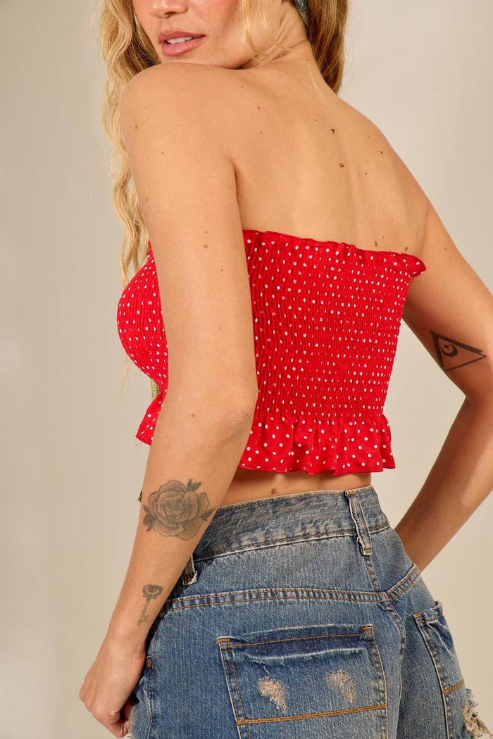 Top Cropped De Lastex Vermelho De Poá Yacamim I10