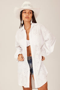 Chemise Clássica Broderie Branco Yacamim M8