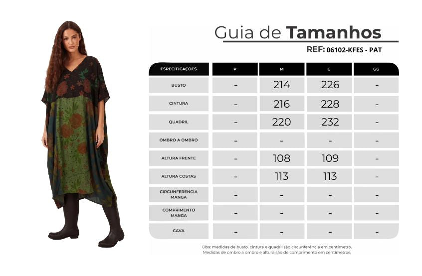Kaftan Amplo Patchwork V Verde Yacamim J3