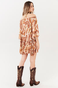 Vestido Curto Com Lurex Ciganinha Bege Yacamim E22