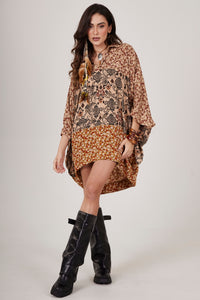 Bata Enconchada Marrom Claro Patchwork Yacamim B3