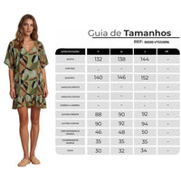 Vestido Curto Com Mangas Curtas Verde Estampado Yacamim D26