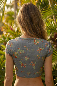Cropped Em Algodão Cinza Estampado Yacamim B4