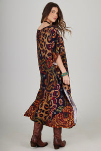Kaftan Midi Amplo Animal Print Yacamim J3