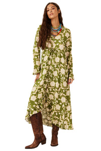 Vestido Midi Verde Estampado Yacamim C9