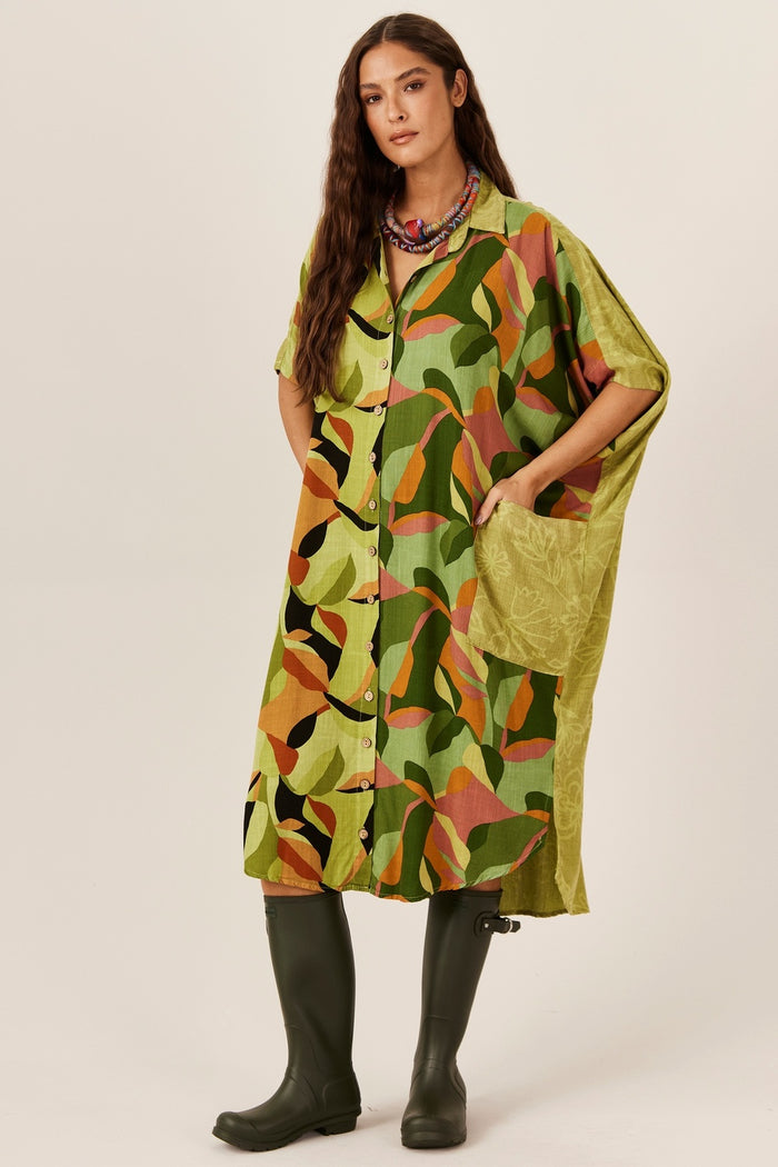 Chemise Midi Com Bolsões Patchwork Yacamim P7