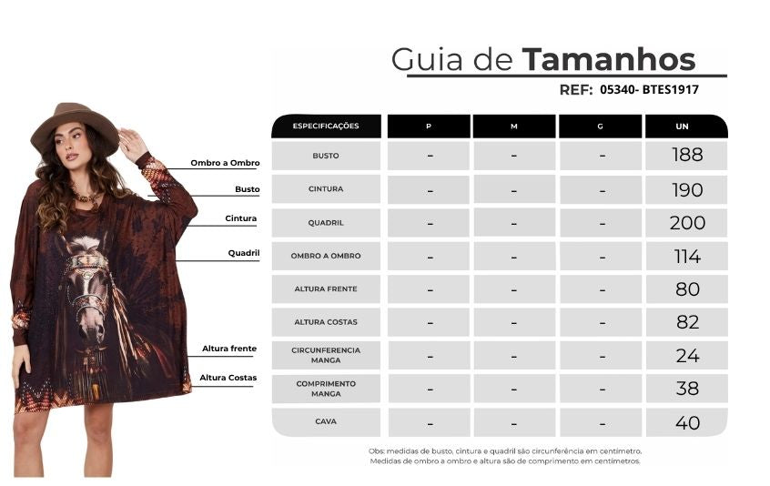 Bata Ampla Marrom Estampa De Cavalo Com Pedrinhas Yacamim S6