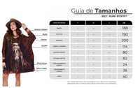 Bata Ampla Marrom Estampa De Cavalo Com Pedrinhas Yacamim S6