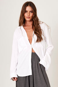 Camisa Alongada Com Barra Arredondada Branco Yacamim A6 Liso
