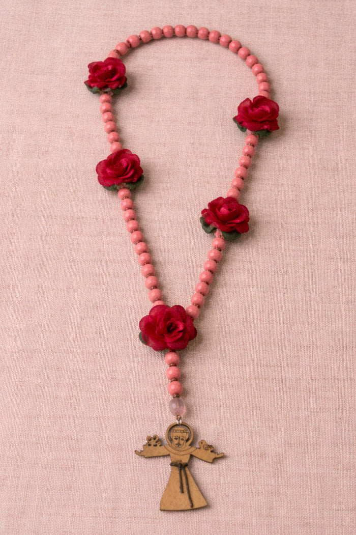 Colar Terço São Francisco De Assis Rosa Yacamim #1004