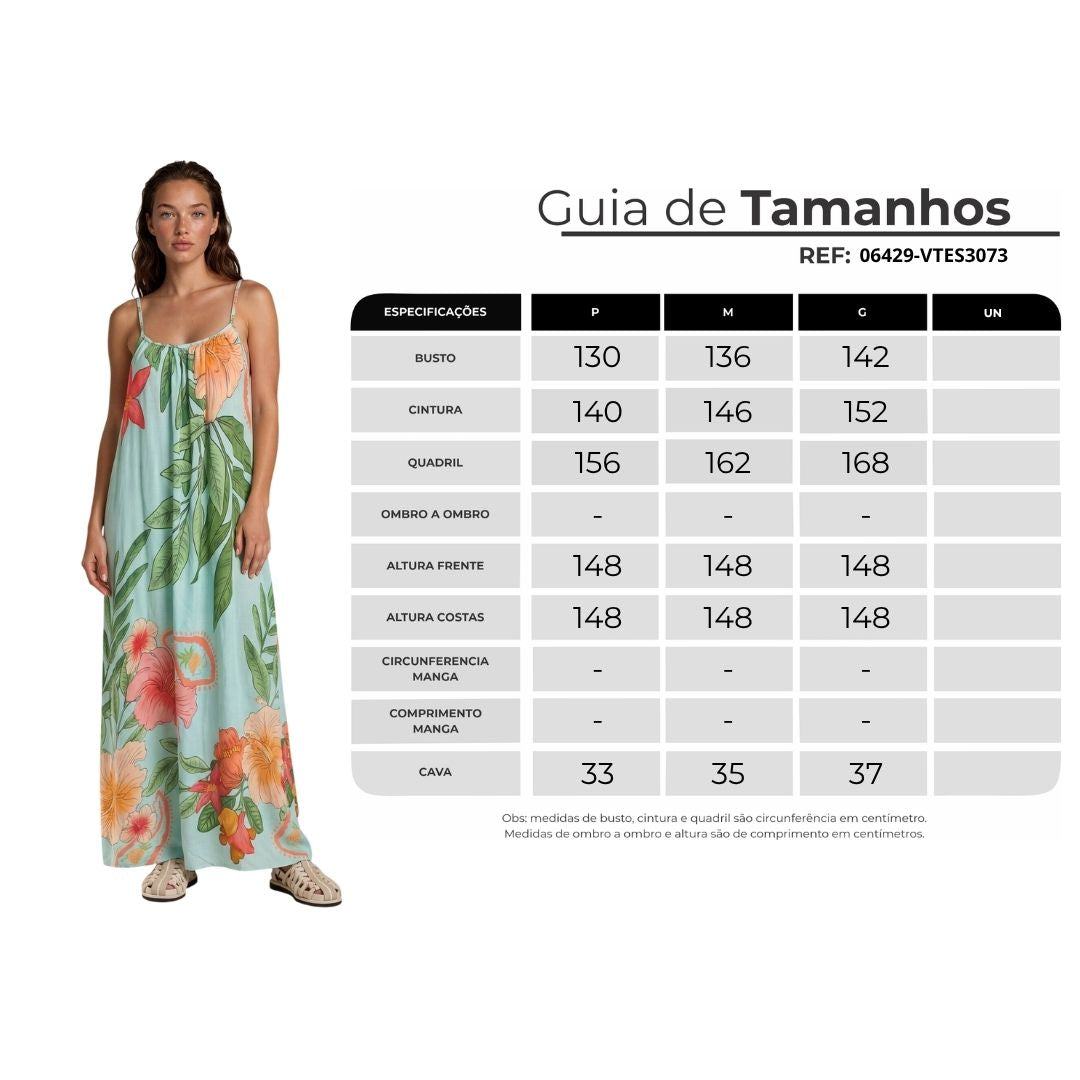 Vestido Longo Alças Reguláveis Costas Abertas Azul Claro Floral Yacamim C30