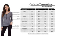 Blusa Básica Com Botões Cinza Mescla Yacamim B14 Liso