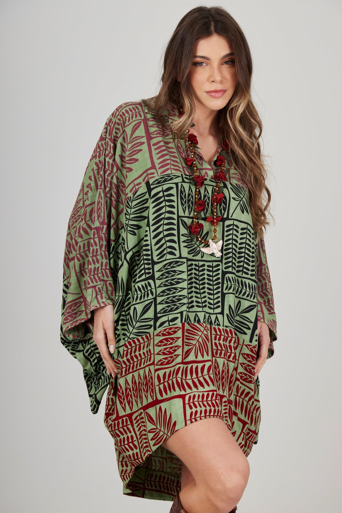 Bata Ampla Verde Patchwork Yacamim B5