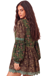 Bata Ampla Com Veludo Rendas Verde Patchwork Yacamim B16
