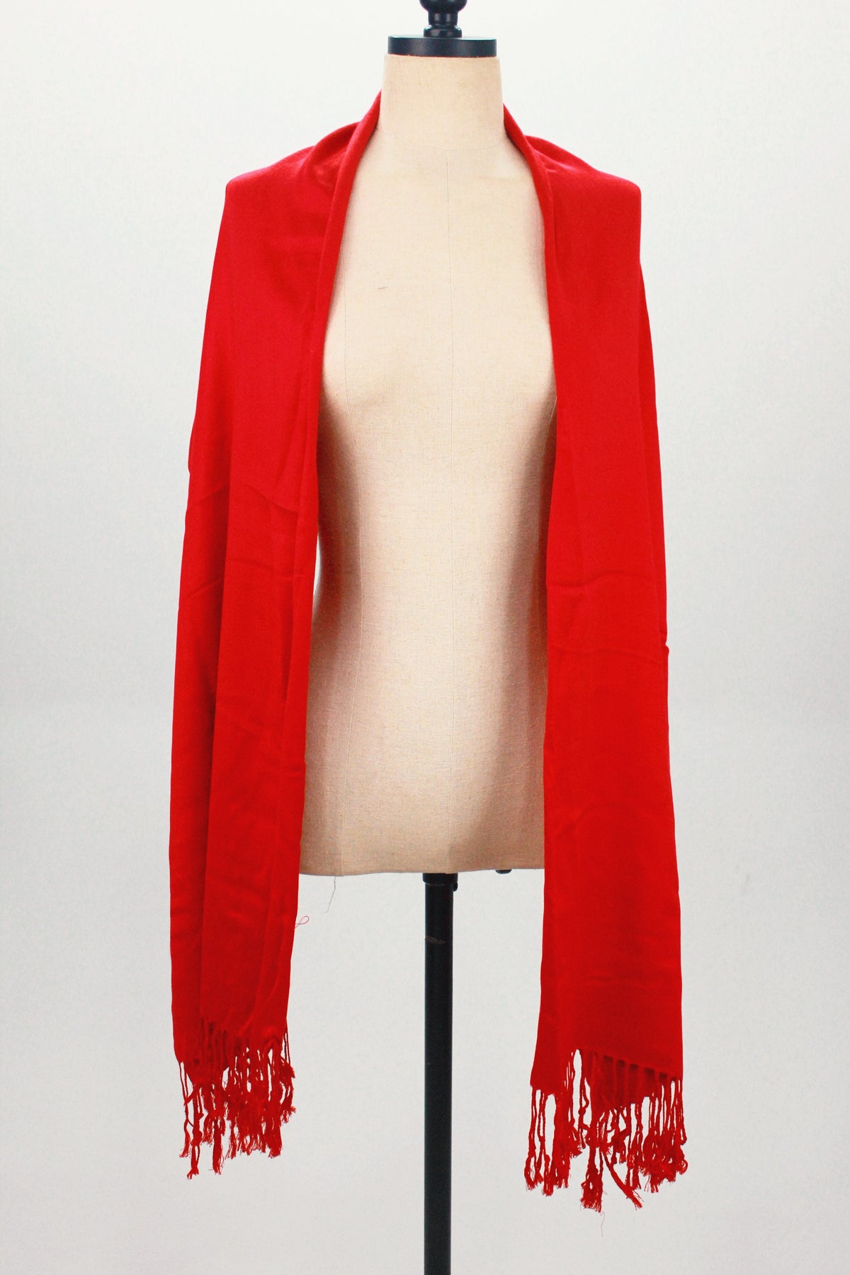 Lenço Pashmina Com Franjas Vermelho Yacamim #469