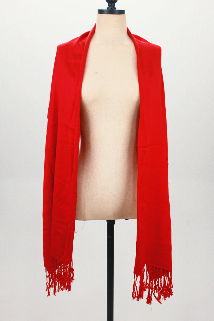 Pashimina Com Franjas Vermelho Yacamim #469