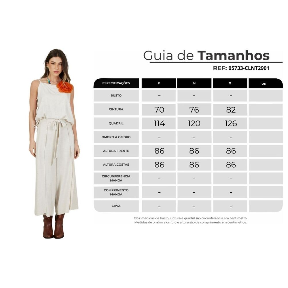 Calça Pantacourt Viscolinho Com Sobreposto Bege Yacamim G4