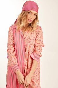 Chemise Composê Rosa Listrado Patchwork Yacamim