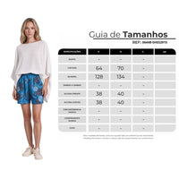 Shorts De Chita Com Flores Bordadas Azul Estampado Yacamim R3