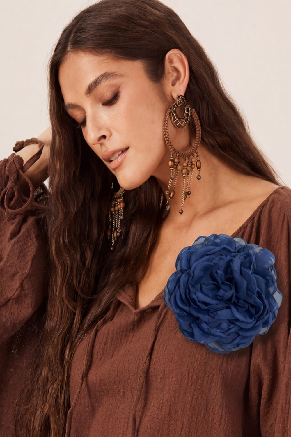 Presilha De Cabelo Flor De Tule Azul Marinho Yacamim #548