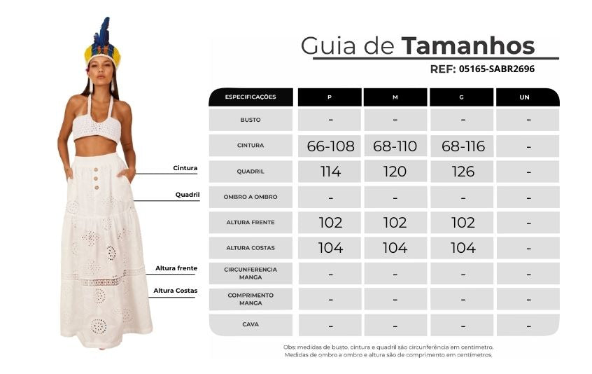 Saia Longa Broderie Branco Yacamim G5/6/7