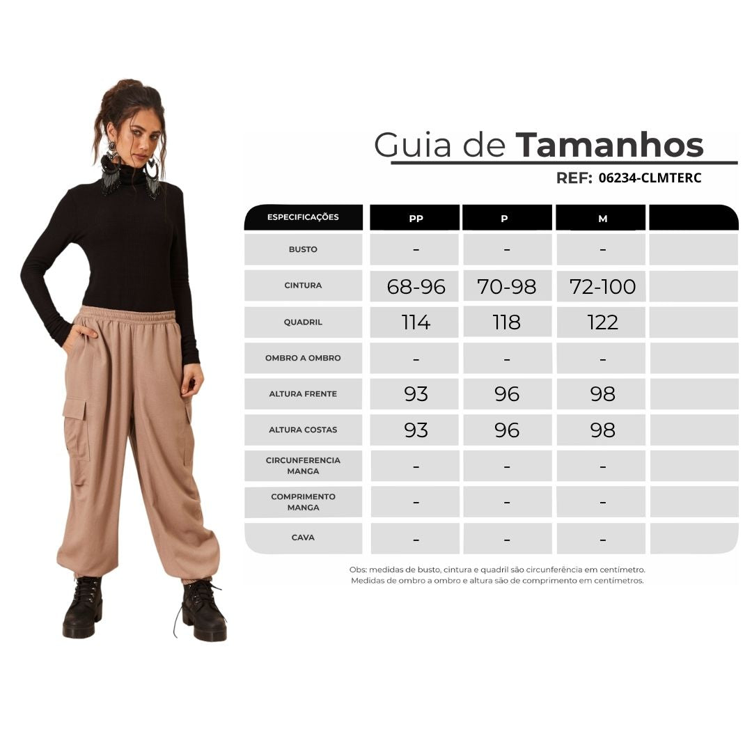 Calça Cargo De Viscolinho Com Bolsos Marrom Claro Yacamim T4