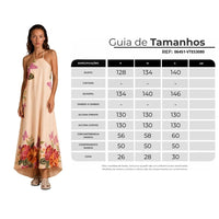 Vestido Longo Frente Única Bege Floral Com Borboletas Yacamim E6