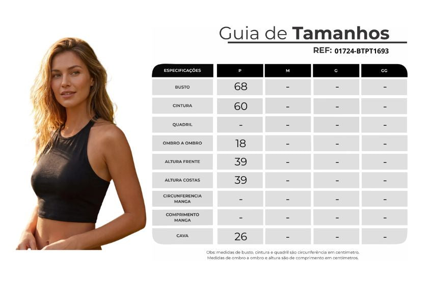 Top Cropped Nadador Preto Yacamim B23