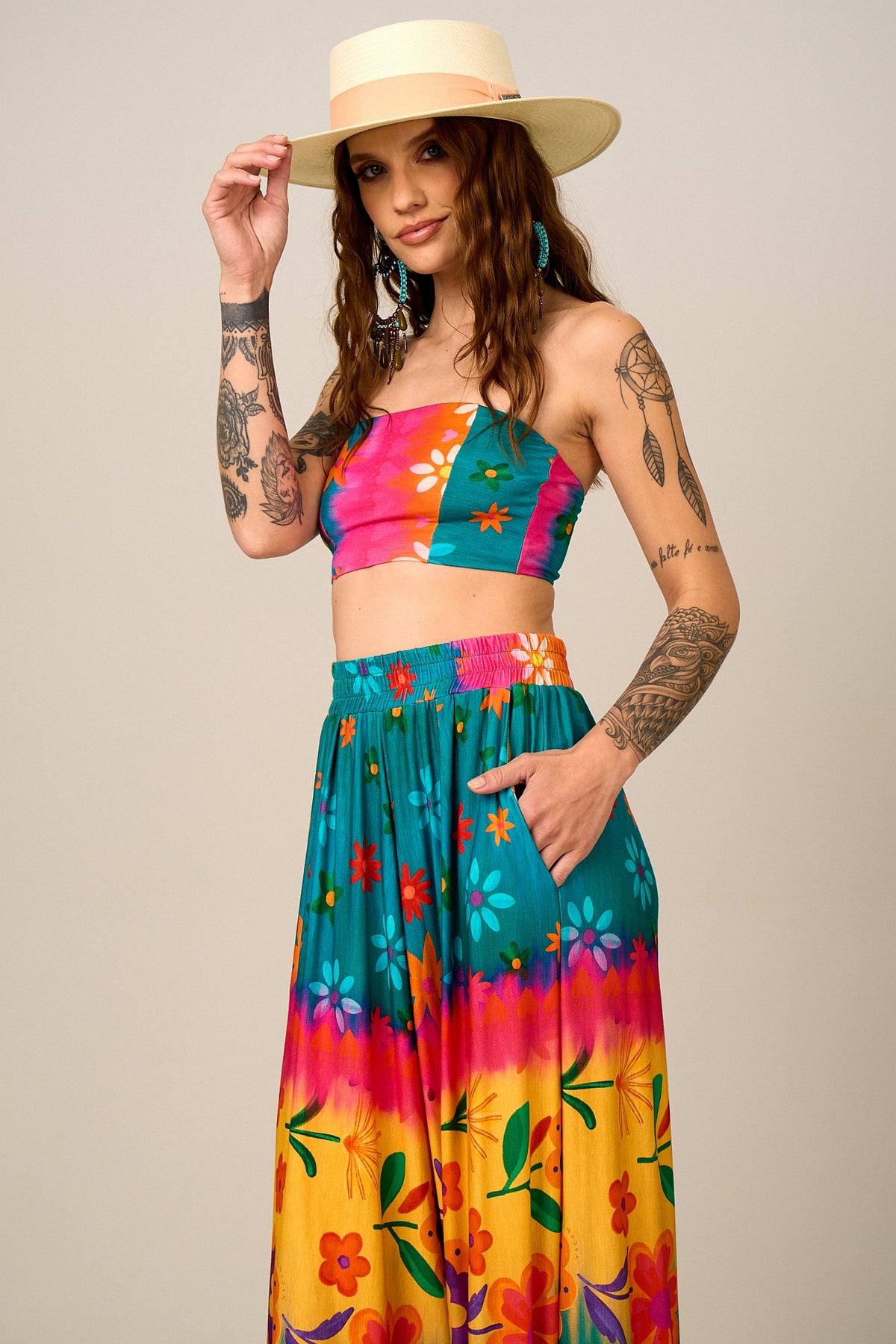 Calça Saruel Pantalona Colorida Estampada Yacamim G4